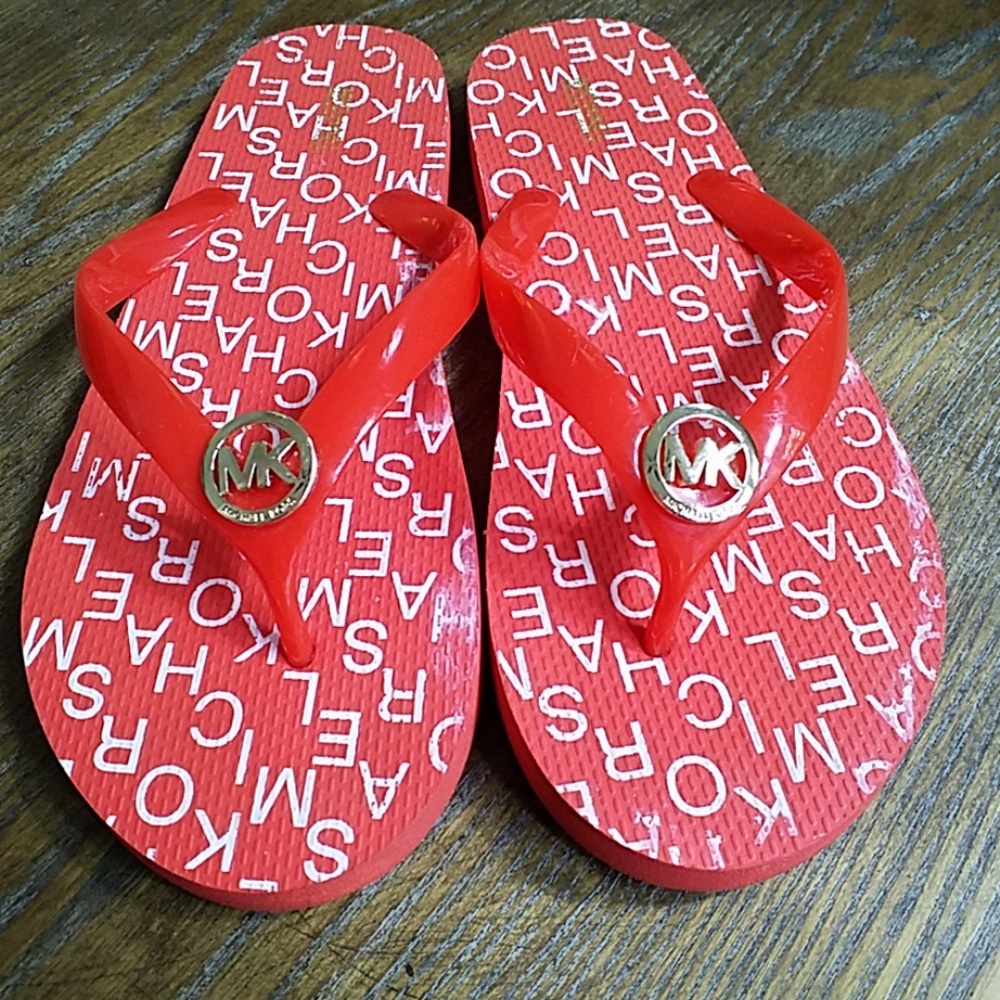 MICHAEL KORS Flip Flops in RED - Size 11 - RARE!